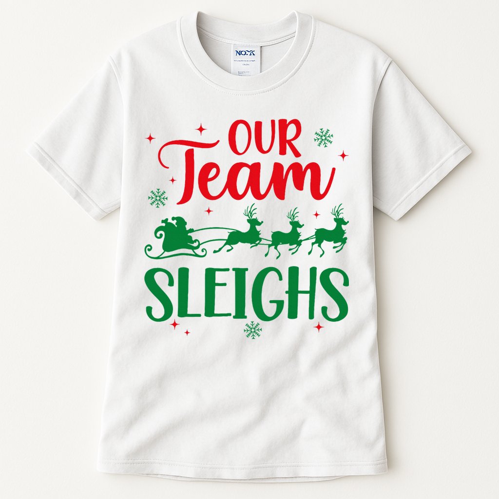 Our Team Sleighs Christmas Santa Reindeers Office Staff Tall T-Shirt