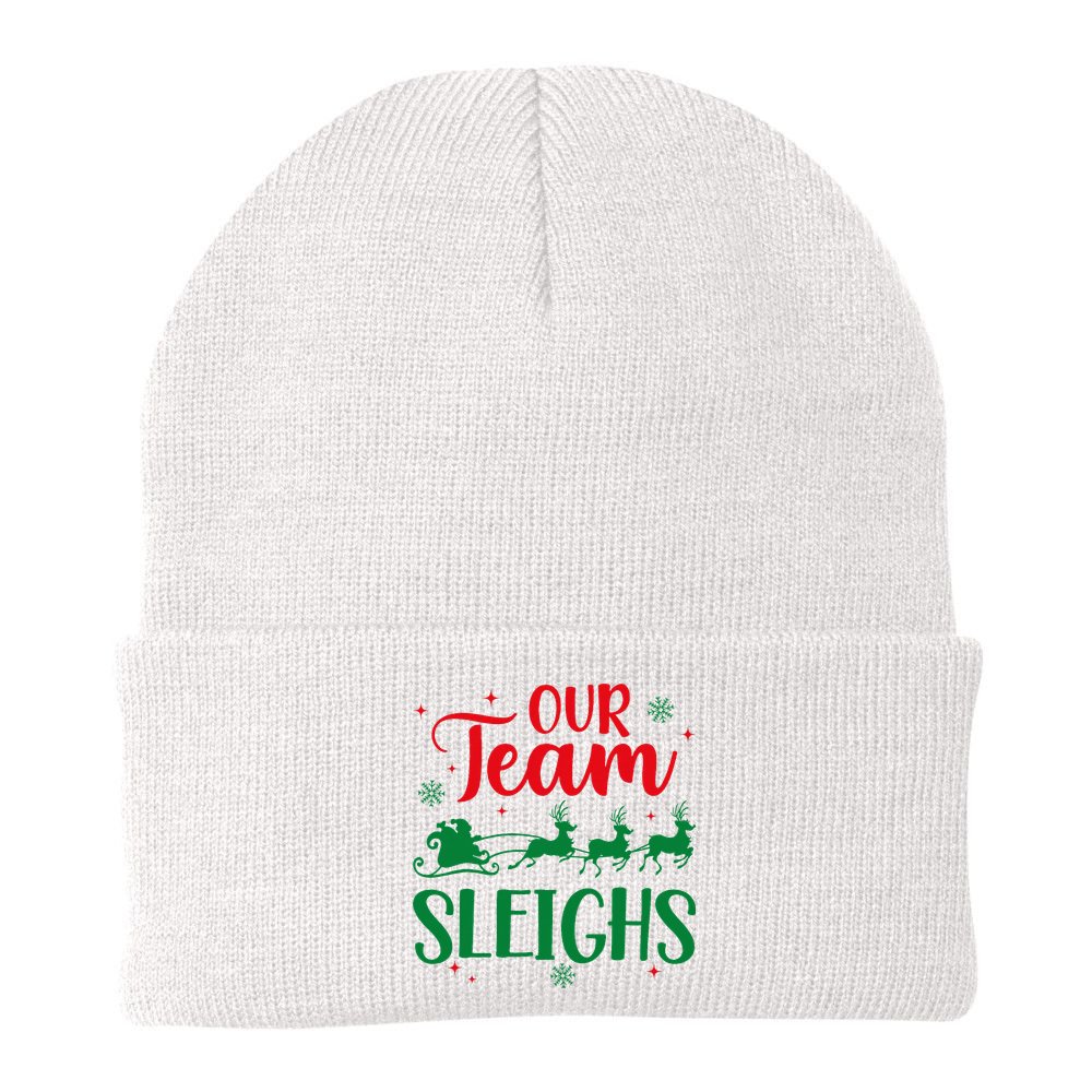 Our Team Sleighs Christmas Santa Reindeers Office Staff Beanie