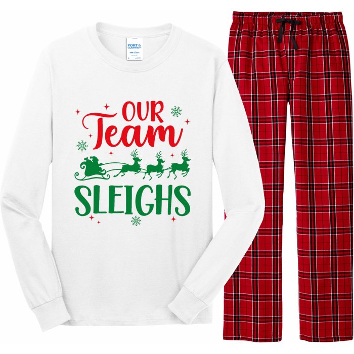 Our Team Sleighs Christmas Santa Reindeers Office Staff Long Sleeve Pajama Set