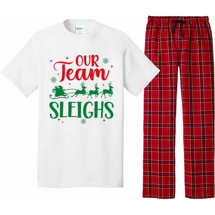 Our Team Sleighs Christmas Santa Reindeers Office Staff Pajama Set