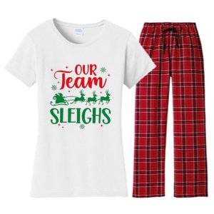 Our Team Sleighs Christmas Santa Reindeers Office Staff Women's Flannel Pajama Set