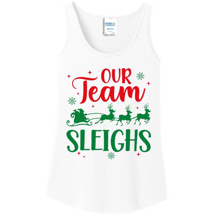 Our Team Sleighs Christmas Santa Reindeers Office Staff Ladies Essential Tank