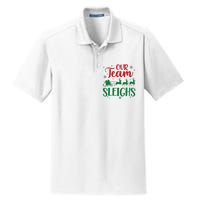 Our Team Sleighs Christmas Santa Reindeers Office Staff Dry Zone Grid Polo