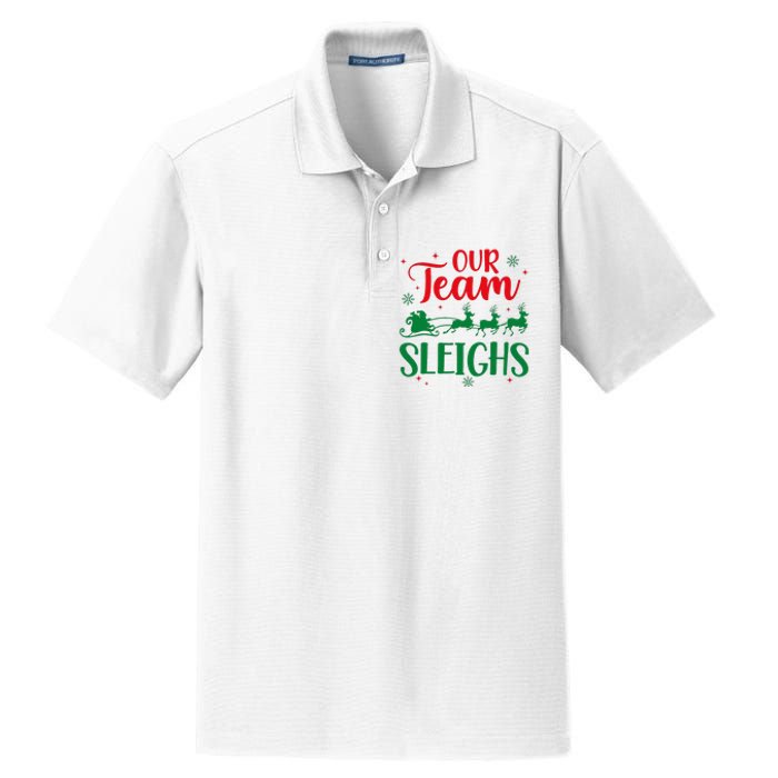 Our Team Sleighs Christmas Santa Reindeers Office Staff Dry Zone Grid Polo