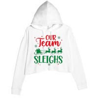 Our Team Sleighs Christmas Santa Reindeers Office Staff Crop Fleece Hoodie