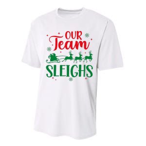 Our Team Sleighs Christmas Santa Reindeers Office Staff Performance Sprint T-Shirt