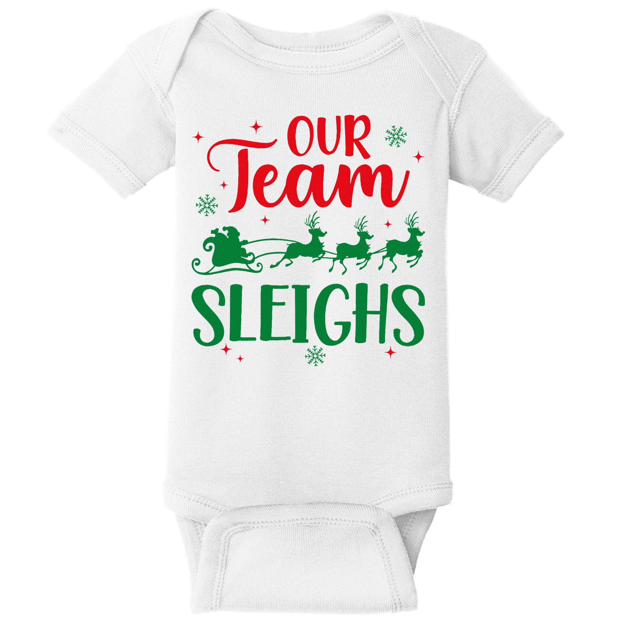 Our Team Sleighs Christmas Santa Reindeers Office Staff Baby Bodysuit