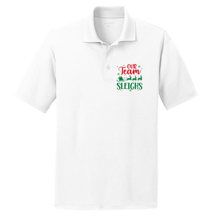 Our Team Sleighs Christmas Santa Reindeers Office Staff PosiCharge RacerMesh Polo