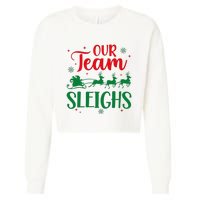 Our Team Sleighs Christmas Santa Reindeers Office Staff Cropped Pullover Crew