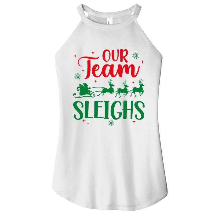 Our Team Sleighs Christmas Santa Reindeers Office Staff Women's Perfect Tri Rocker Tank