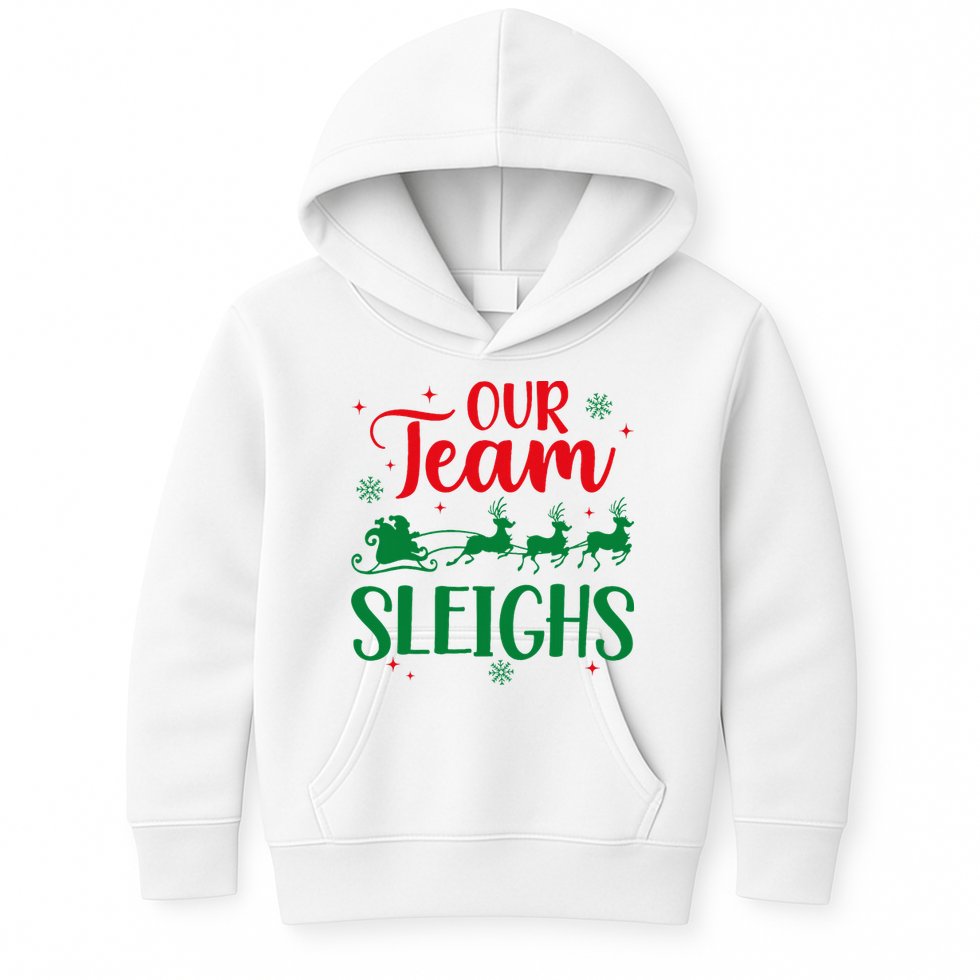 Our Team Sleighs Christmas Santa Reindeers Office Staff Kids Hoodie