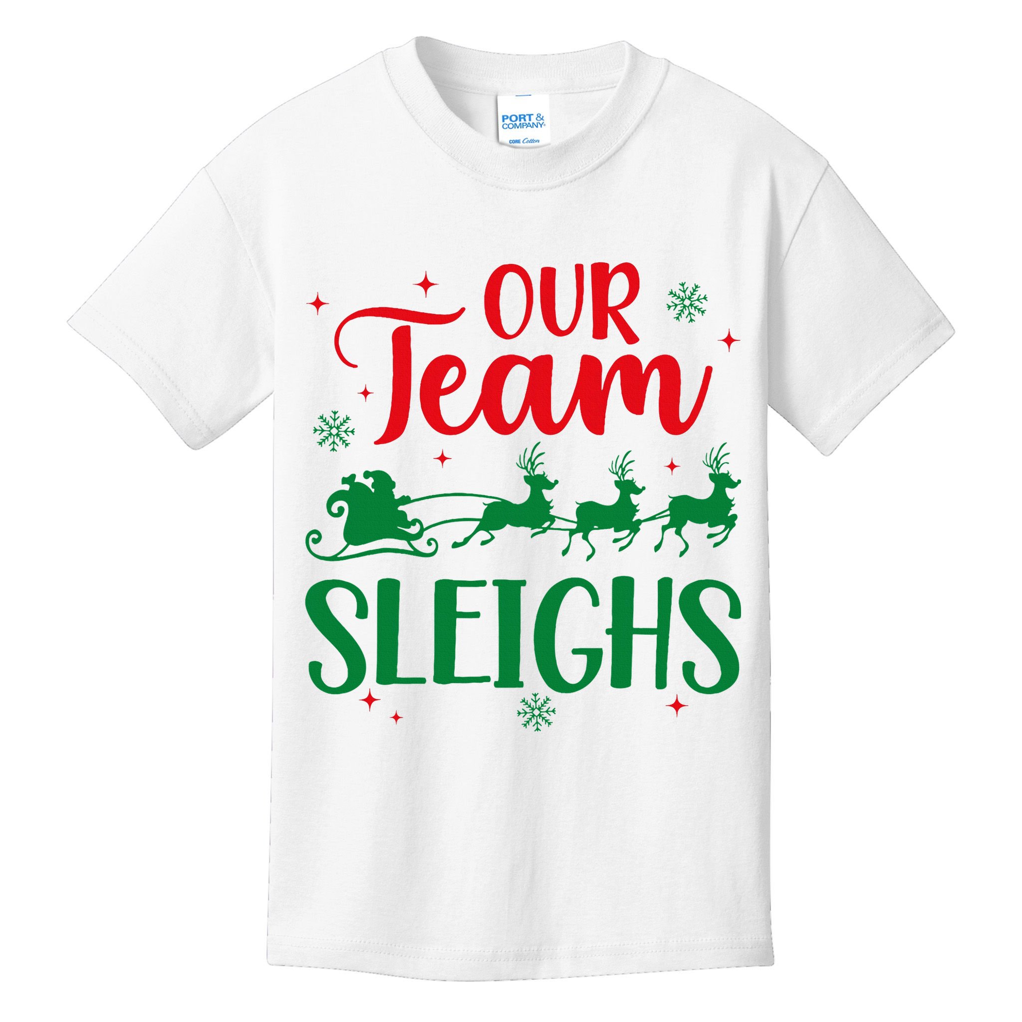 Our Team Sleighs Christmas Santa Reindeers Office Staff Kids T-Shirt
