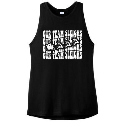 Our Team Sleighs Christmas Family Pajama Xmas Holiday Ladies PosiCharge Tri-Blend Wicking Tank