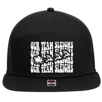 Our Team Sleighs Christmas Family Pajama Xmas Holiday 7 Panel Mesh Trucker Snapback Hat