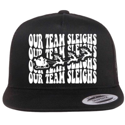 Our Team Sleighs Christmas Family Pajama Xmas Holiday Flat Bill Trucker Hat