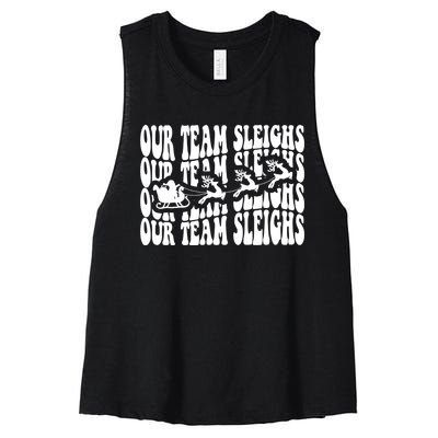 Our Team Sleighs Christmas Family Pajama Xmas Holiday Women's Racerback Cropped Tank