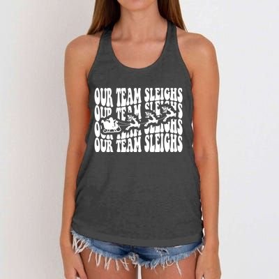 Our Team Sleighs Christmas Family Pajama Xmas Holiday Women's Knotted Racerback Tank