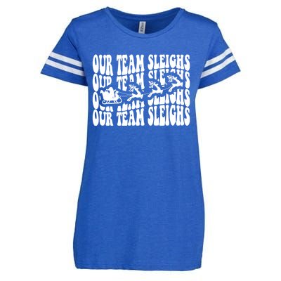 Our Team Sleighs Christmas Family Pajama Xmas Holiday Enza Ladies Jersey Football T-Shirt