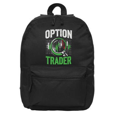 Option Trader Stock Exchange Traders Stocks Trading 16 in Basic Backpack