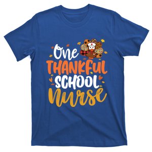 One Thankful School Nurse Turkey Leopard Thanksgiving Meaningful Gift T-Shirt