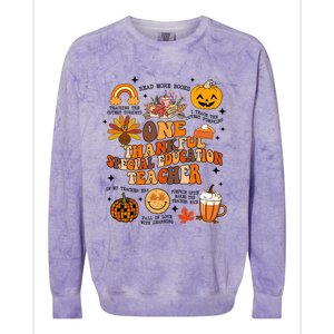 One Thankful Special Education Teacher Thanksgiving Fall Colorblast Crewneck Sweatshirt