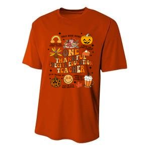 One Thankful Special Education Teacher Thanksgiving Fall Performance Sprint T-Shirt