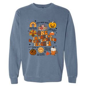 One Thankful Special Education Teacher Thanksgiving Fall Garment-Dyed Sweatshirt