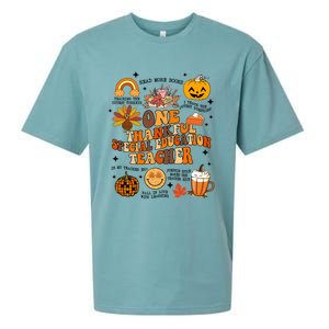 One Thankful Special Education Teacher Thanksgiving Fall Sueded Cloud Jersey T-Shirt