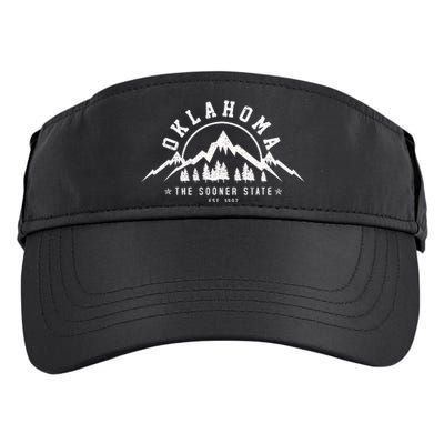 Oklahoma The Sooner State Est 1907 Vintage Mountains Gift Adult Drive Performance Visor