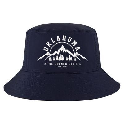 Oklahoma The Sooner State Est 1907 Vintage Mountains Gift Cool Comfort Performance Bucket Hat