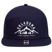 Oklahoma The Sooner State Est 1907 Vintage Mountains Gift 7 Panel Mesh Trucker Snapback Hat