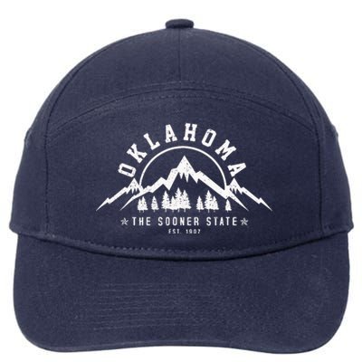 Oklahoma The Sooner State Est 1907 Vintage Mountains Gift 7-Panel Snapback Hat