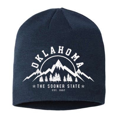 Oklahoma The Sooner State Est 1907 Vintage Mountains Gift Sustainable Beanie