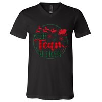 Our Team Sleighs Reindeer Santa Claus Christmas Office Staff V-Neck T-Shirt