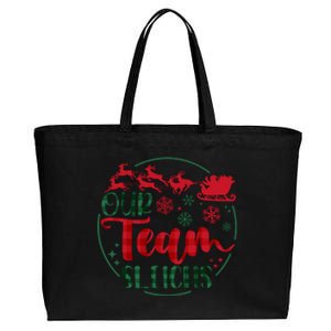 Our Team Sleighs Reindeer Santa Claus Christmas Office Staff Cotton Canvas Jumbo Tote