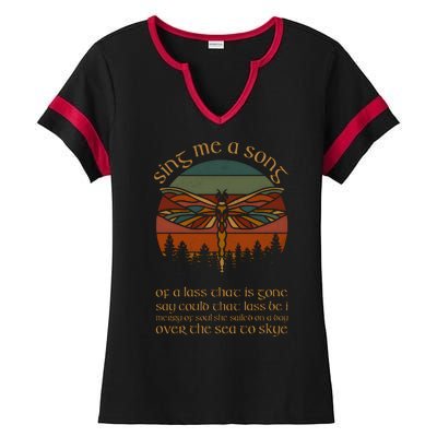 Outlander Theme Sing Me A Song Dragonfly Ladies Halftime Notch Neck Tee