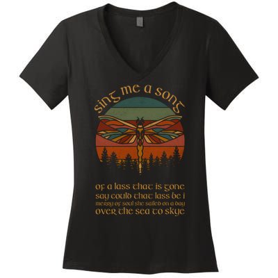 Outlander Theme Sing Me A Song Dragonfly Women's V-Neck T-Shirt