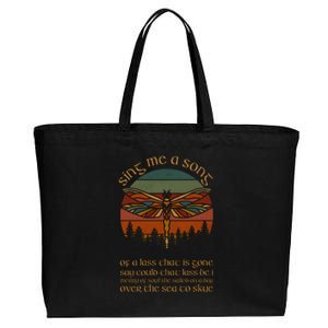 Outlander Theme Sing Me A Song Dragonfly Cotton Canvas Jumbo Tote