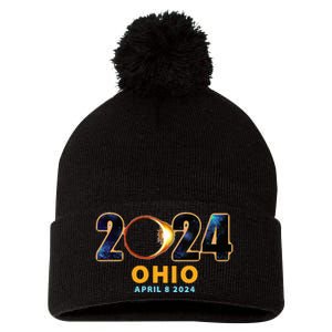 Ohio Total Solar Eclipse 2024 Pom Pom 12in Knit Beanie