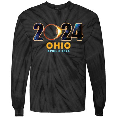 Ohio Total Solar Eclipse 2024 Tie-Dye Long Sleeve Shirt