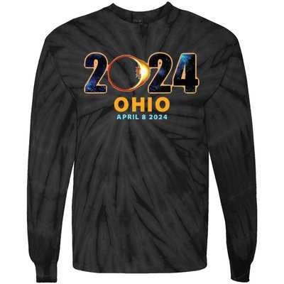 Ohio Total Solar Eclipse 2024 Tie-Dye Long Sleeve Shirt