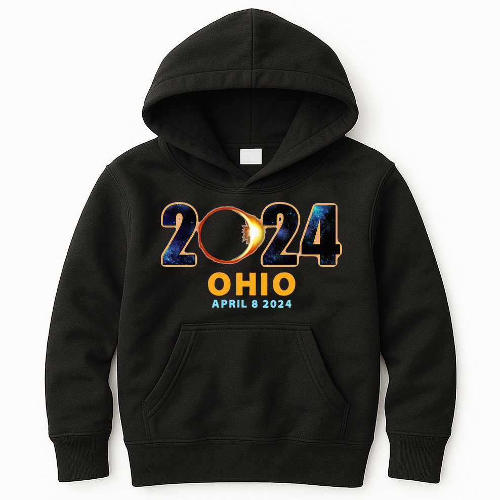 Ohio Total Solar Eclipse 2024 Kids Hoodie