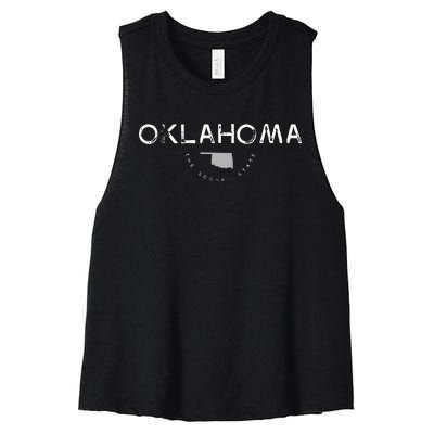 Oklahoma The Sooner State Graphic Women's Racerback Cropped Tank