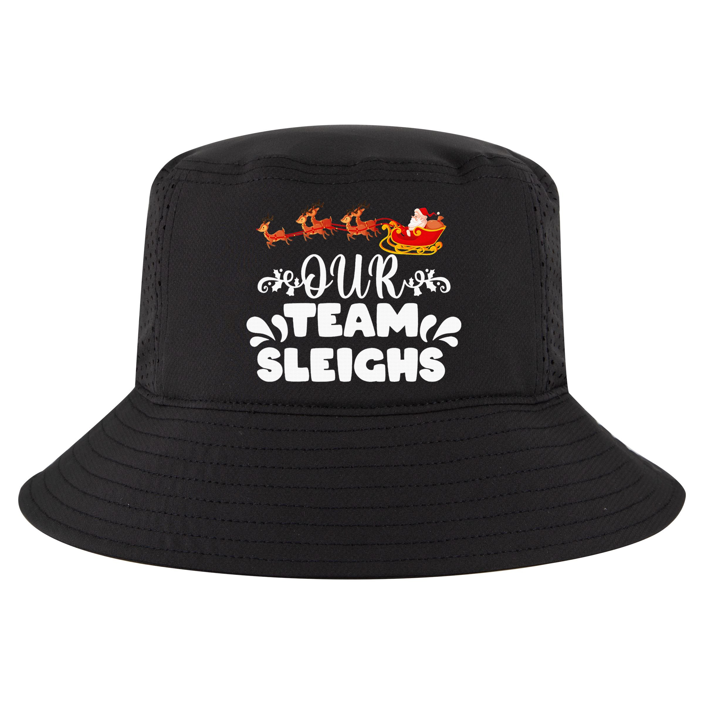 Our Team Sleighs Christmas Reindeers Santa's Workers Office Cool Comfort Performance Bucket Hat