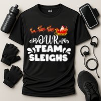 Our Team Sleighs Christmas Reindeers Santa's Workers Office Cooling Performance Crew T-Shirt