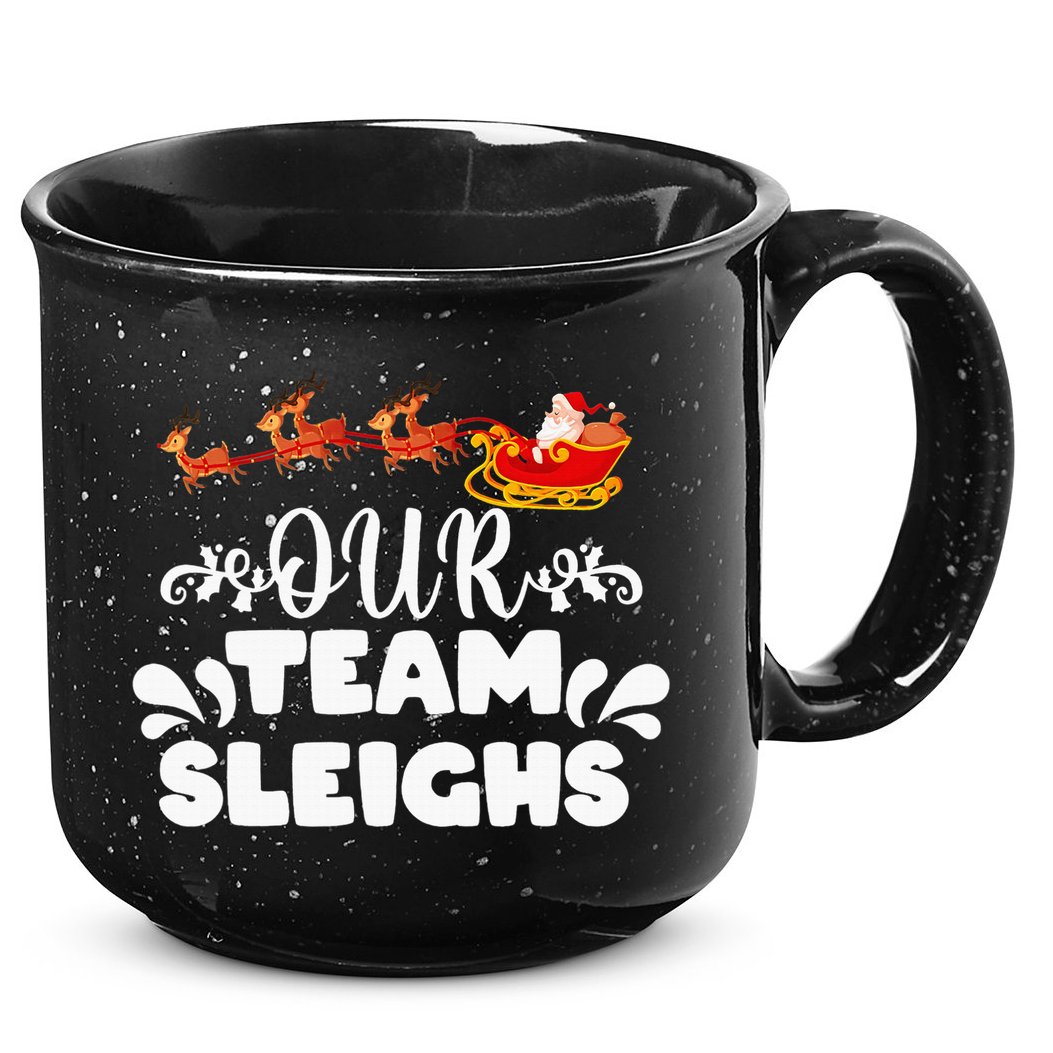 Our Team Sleighs Christmas Reindeers Santa's Workers Office 15oz Campfire Ceramic Mug