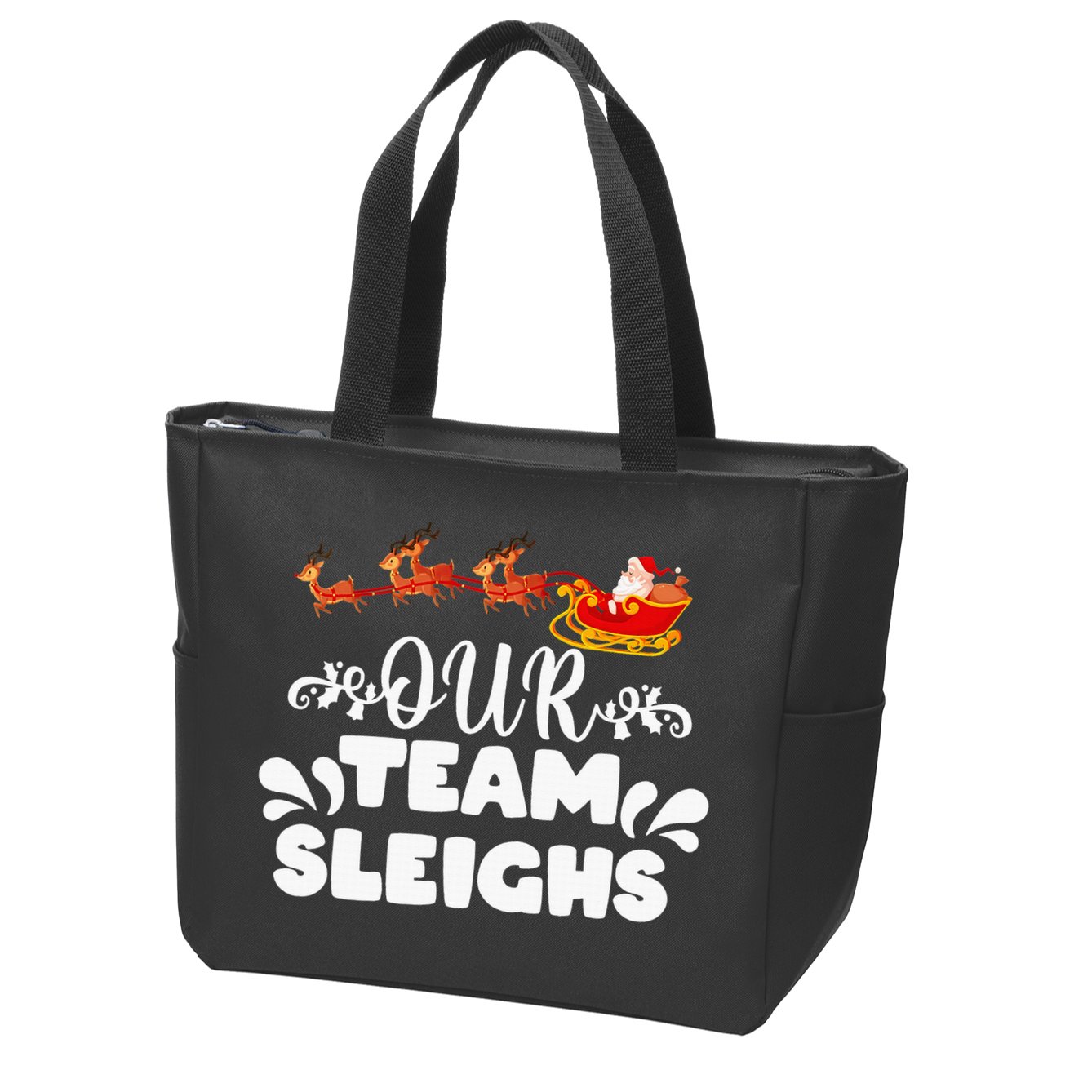 Our Team Sleighs Christmas Reindeers Santa's Workers Office Zip Tote Bag