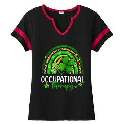 Occupational Therapy St Patricks Day Rainbow Therapist Ladies Halftime Notch Neck Tee