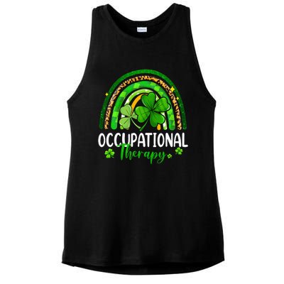 Occupational Therapy St Patricks Day Rainbow Therapist Ladies PosiCharge Tri-Blend Wicking Tank