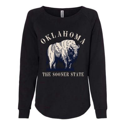 Oklahoma The Sooner State American Bison Buffalo Vintage Womens California Wash Sweatshirt